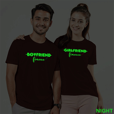Boyfriend Fiance | Girlfriend Fiancee Custom Couple Glow In The Dark T-shirt