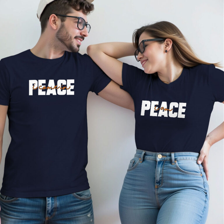 I Come in Piece | I am Piece Custom Couple Glow In The Dark T-shirt image 2