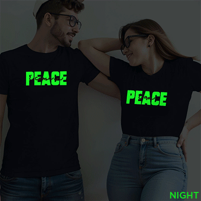 I Come in Piece | I am Piece Custom Couple Glow In The Dark T-shirt