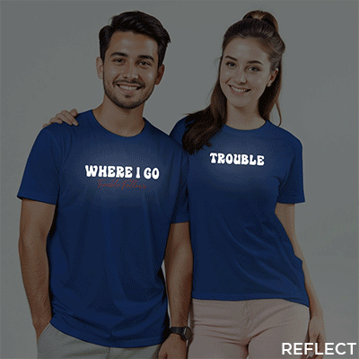 Where I go Trouble Follows | Trouble Custom Reflective Couple T-shirt