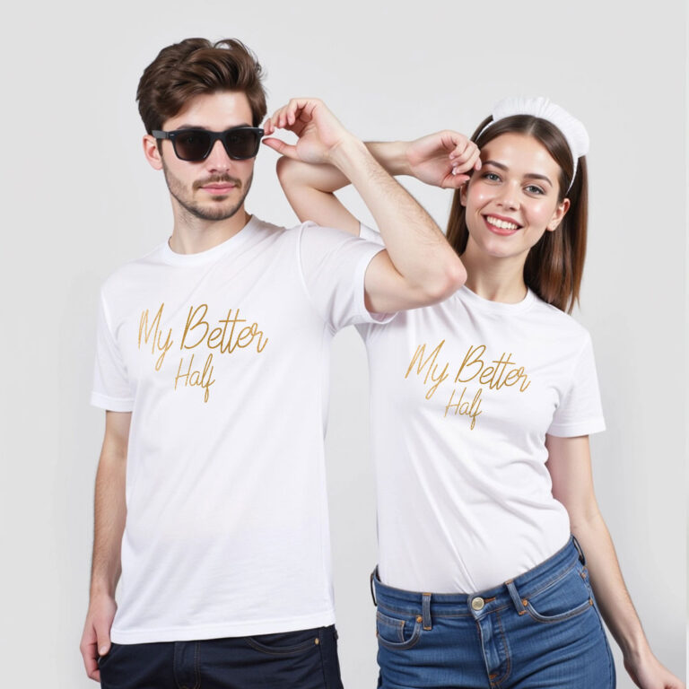 My Better Half Custom Gold Printed Couple T-shirt