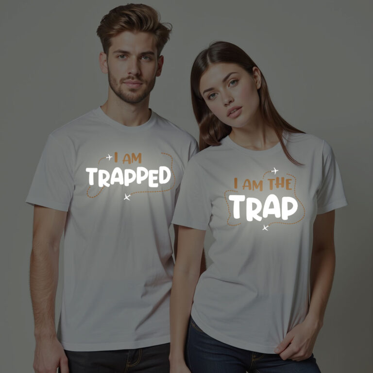 I am Trapped | I am Trap Custom Reflective Couple T-shirt