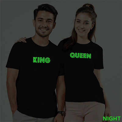 King Queen Custom Couple Glow In The Dark T-shirt