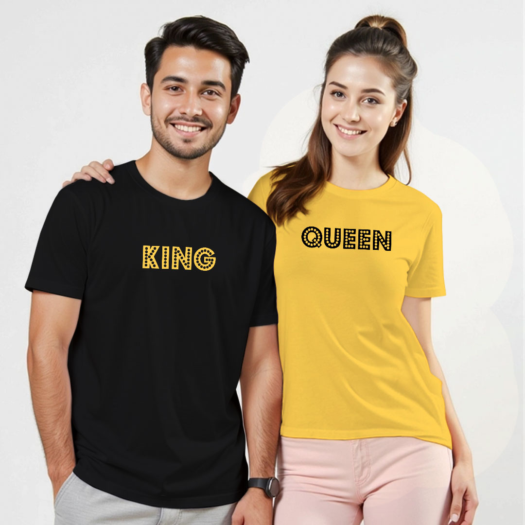 King Queen Custom Couple T-shirt