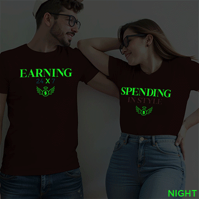 Earning Spending Funny Custom Couple Glow In The Dark T-shirt