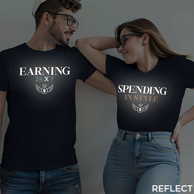 Earning Spending Funny Custom Reflective Couple T-shirt