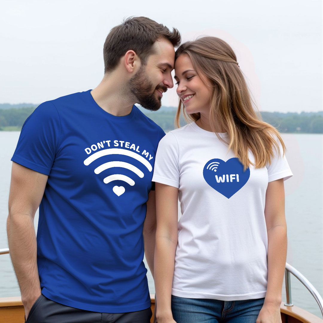 Don't Steal My Wifi Custom Couple T-shirt