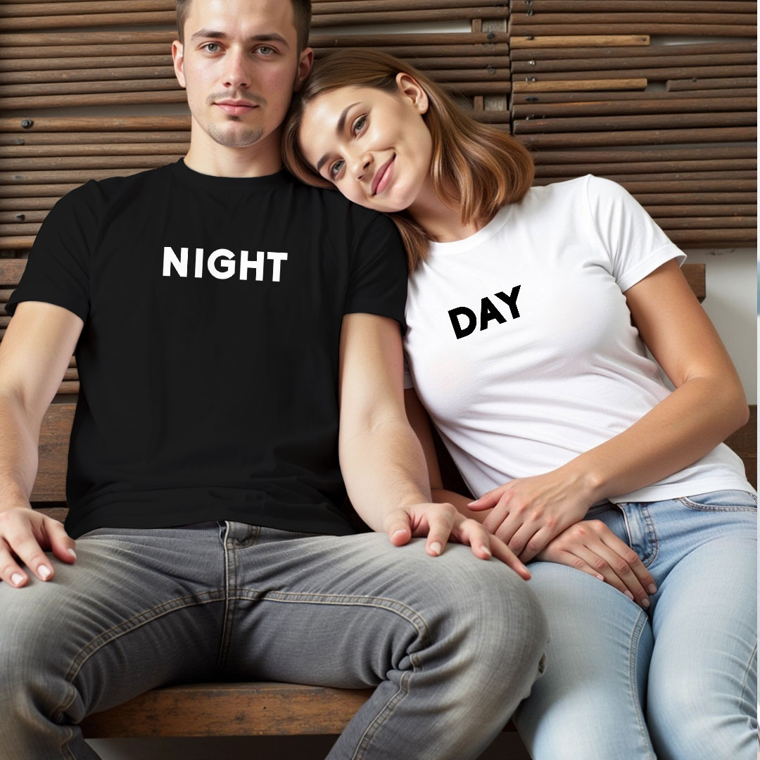 Day Night Custom Couple T-shirt