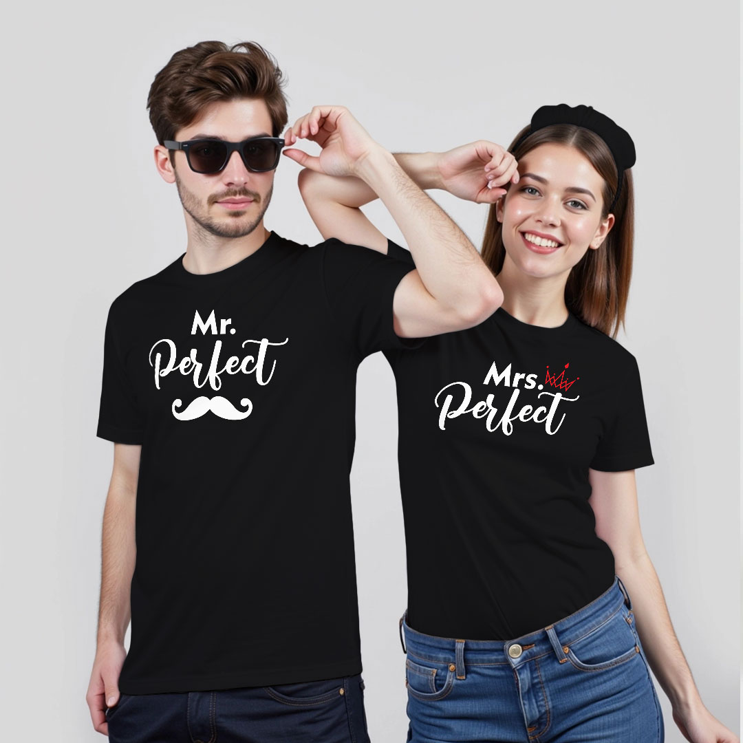 Mr Perfect | Mrs Perfect cool Custom Couple T-shirt