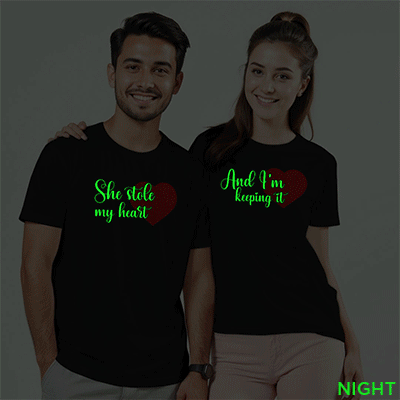 She Stole my Heart | And I am Keeping it awesome Custom Couple Glow In The Dark T-shirt