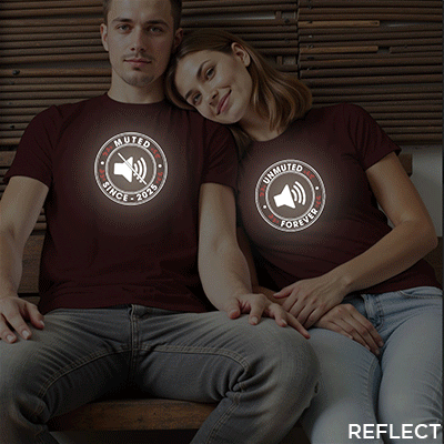 Muted Unmuted Custom Funny Custom Reflective Couple T-shirt