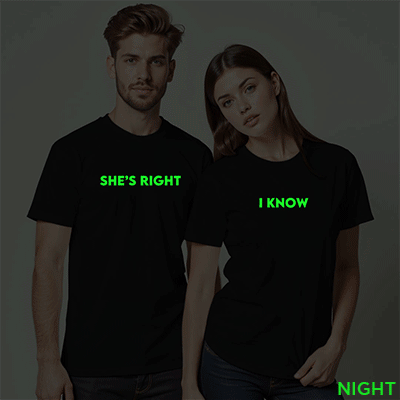 She's Right | I Know Custom Couple Glow In The Dark T-shirt
