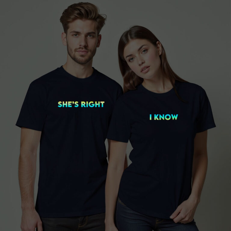 She's Right | I Know Custom Couple Rainbow Reflective T-shirt