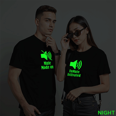 Mute Mode on | Unmute Activated Custom Couple Glow In The Dark T-shirt