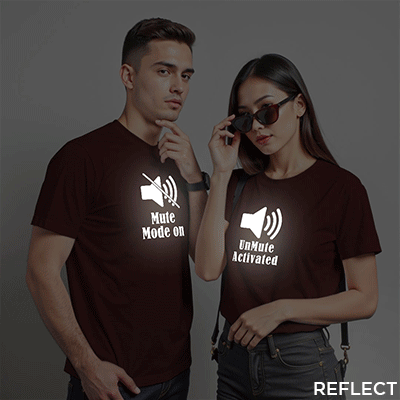 Mute Mode on | Unmute Activated Custom Reflective Couple T-shirt