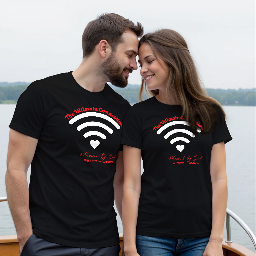 The Ultimate Connection Blessed By God Custom Couple T-shirt