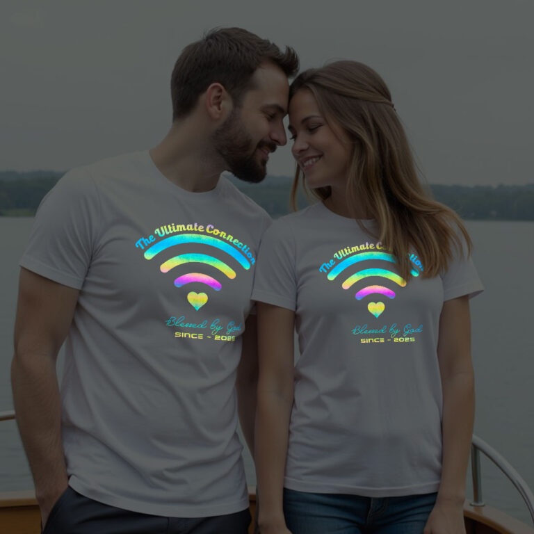 The Ultimate Connection Blessed By God Custom Couple Rainbow Reflective T-shirt