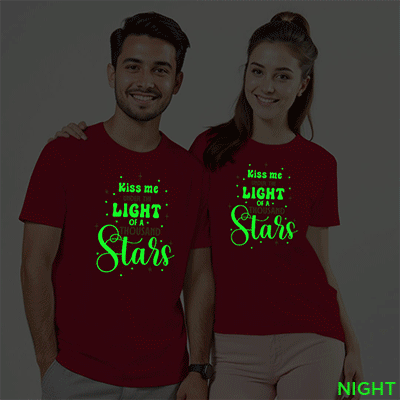 Kiss me under the Light of a Thousand Stars Custom Couple Glow In The Dark T-shirt