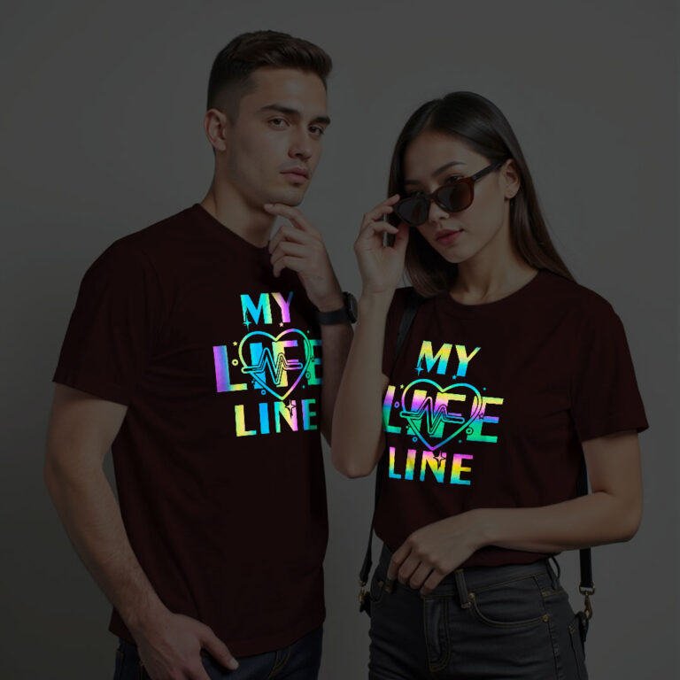 My Life Line Custom Couple Rainbow Reflective T-shirt