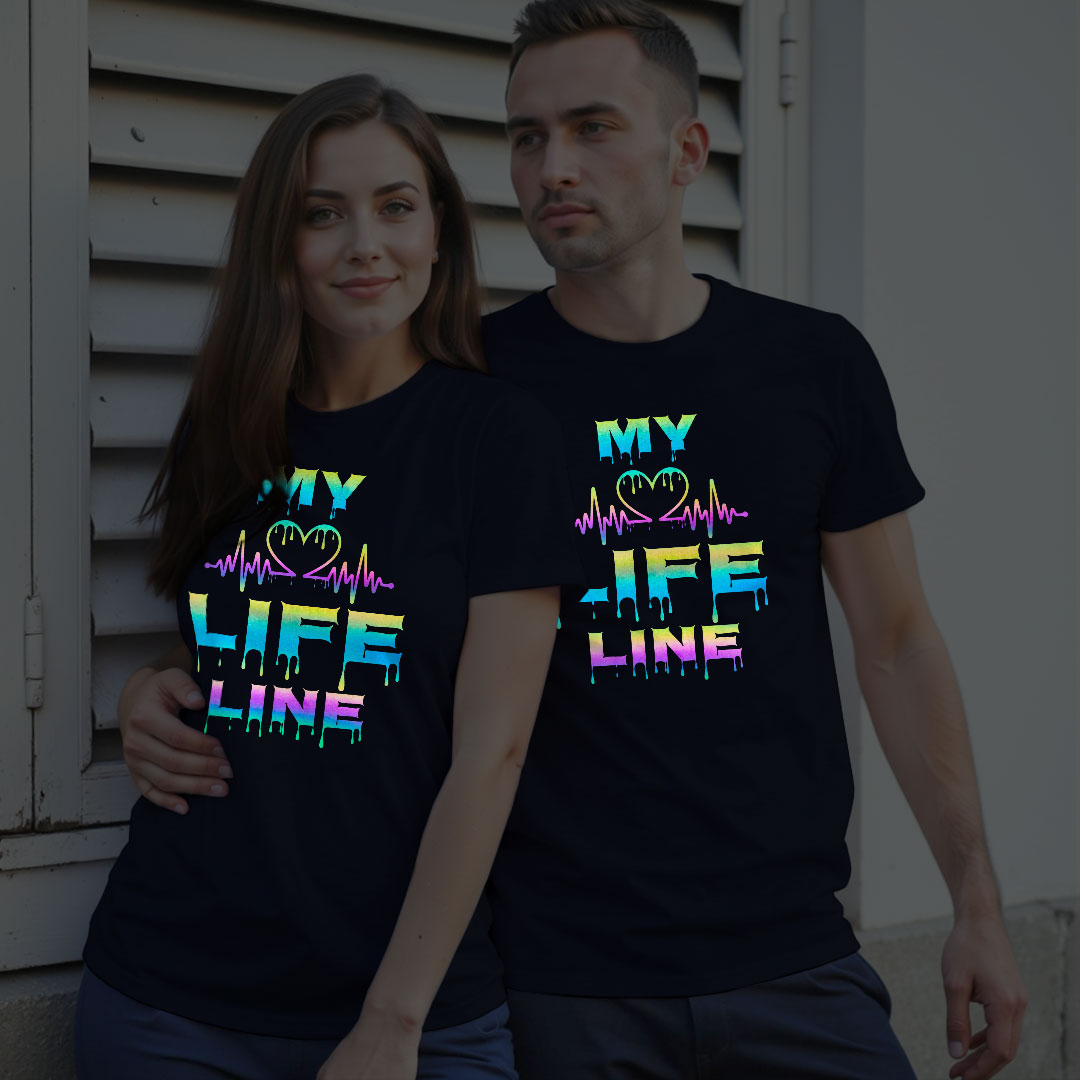 My Life Line Custom Couple Rainbow Reflective T-shirt