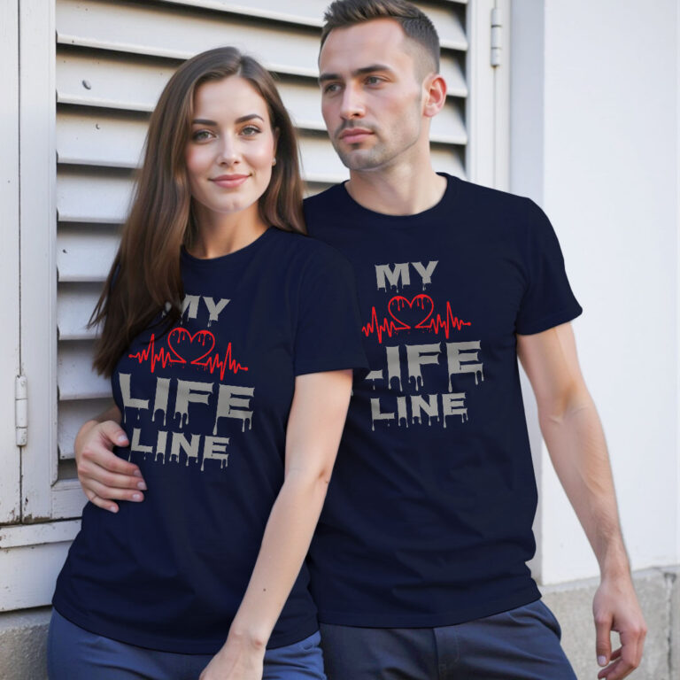 My Life Line Custom Reflective Couple T-shirt image 2