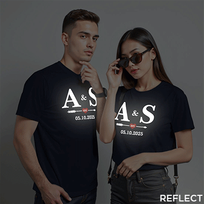 Custom Name and Date Custom Reflective Couple T-shirt