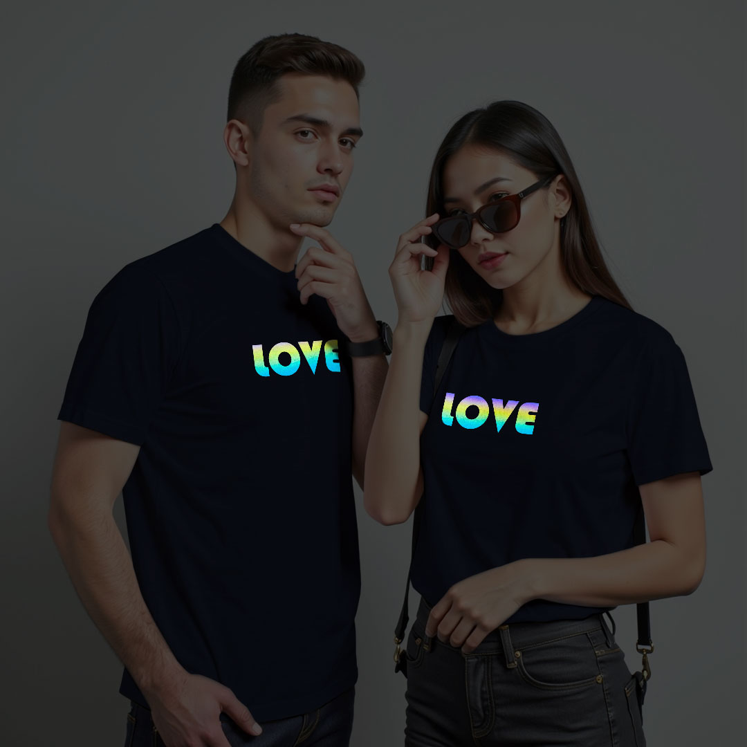 Love Custom Couple Rainbow Reflective T-shirt