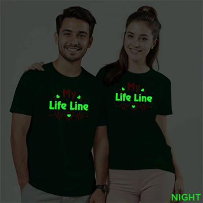My Life Line unique Custom Couple Glow In The Dark T-shirt