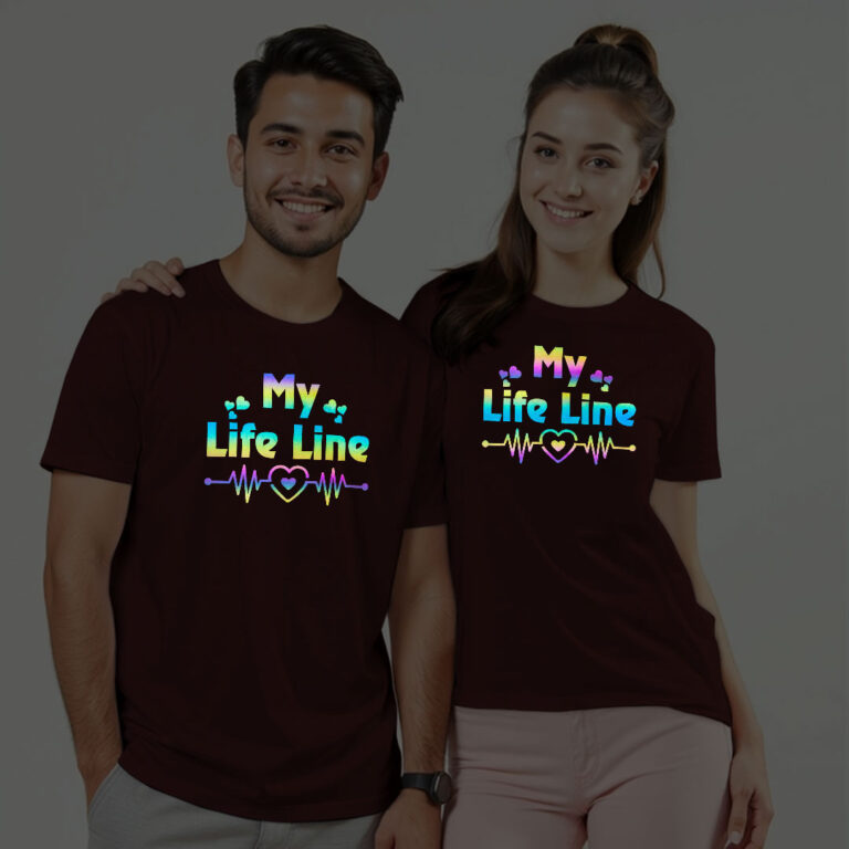 My Life Line unique Custom Couple Rainbow Reflective T-shirt