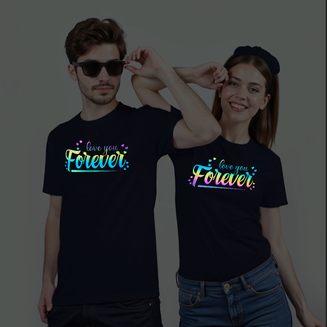 Love you forever Custom Couple Rainbow Reflective T-shirt
