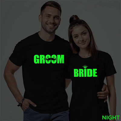Bride Groom | Chief Decision Officer Wedding Glow In The Dark T-shirt | Bride_Groom | Night Glow | Beige