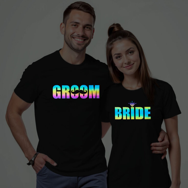 Bride Groom | Chief Decision Officer Wedding Rainbow Reflective T-shirt