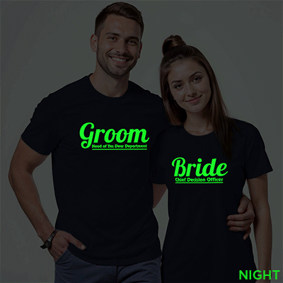Bride Groom | Under management New Boss Wedding Glow In The Dark T-shirt | Bride_Groom | Night Glow | Beige