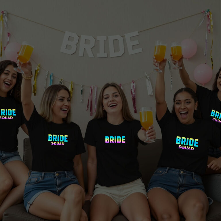 Bride & Bride Squad Wedding Rainbow Reflective T-shirt