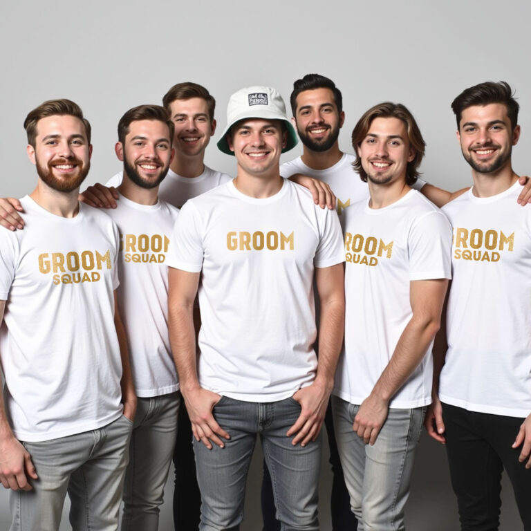 Groom & Groom Squad Gold Printed Wedding T-shirt