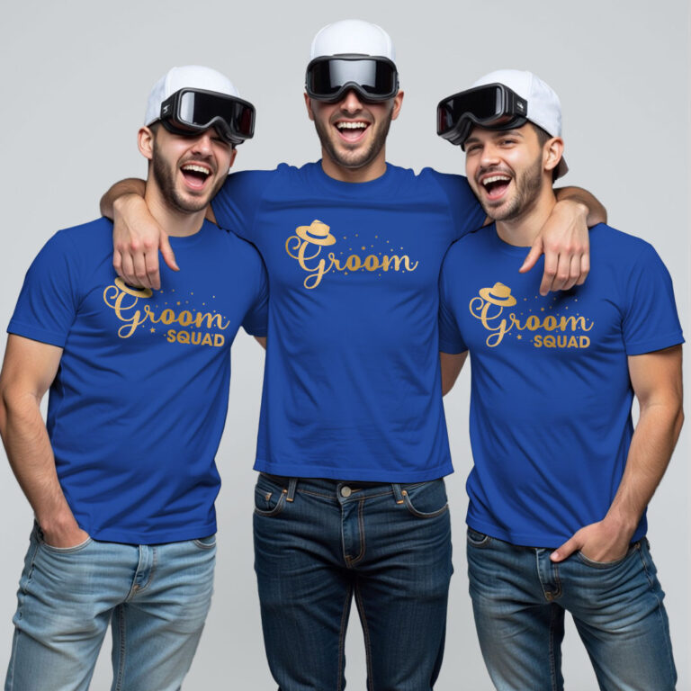Unique Groom & Groom Squad Gold Printed Wedding T-shirt