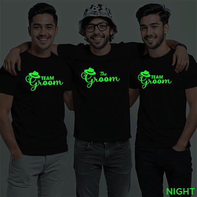The Groom & Groom Team Wedding Glow In The Dark T-shirt