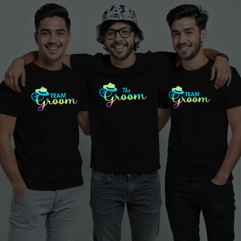 The Groom & Groom Team Wedding Rainbow Reflective T-shirt
