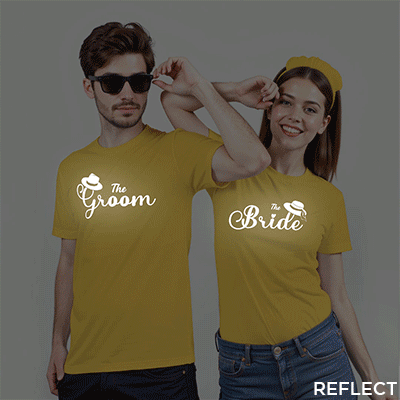 The Bride The Groom Reflective Wedding T-shirt | Bride_Groom | Reflective | Beige