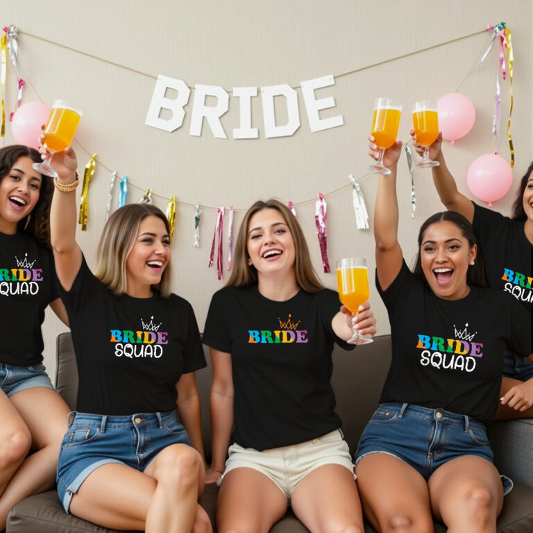 Crown with Bride & Bride Squad Wedding T-shirt