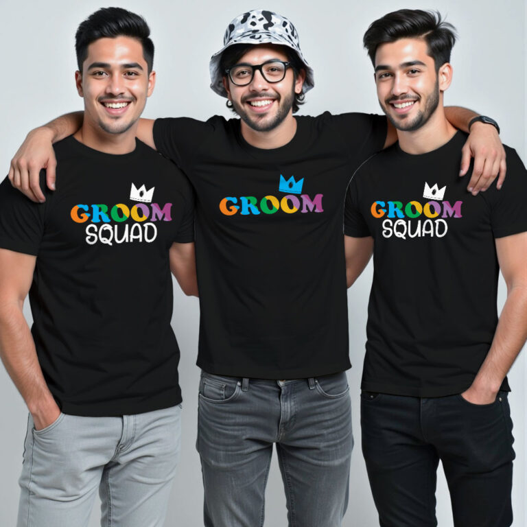 Crown with Groom & Groom Squad Wedding T-shirt