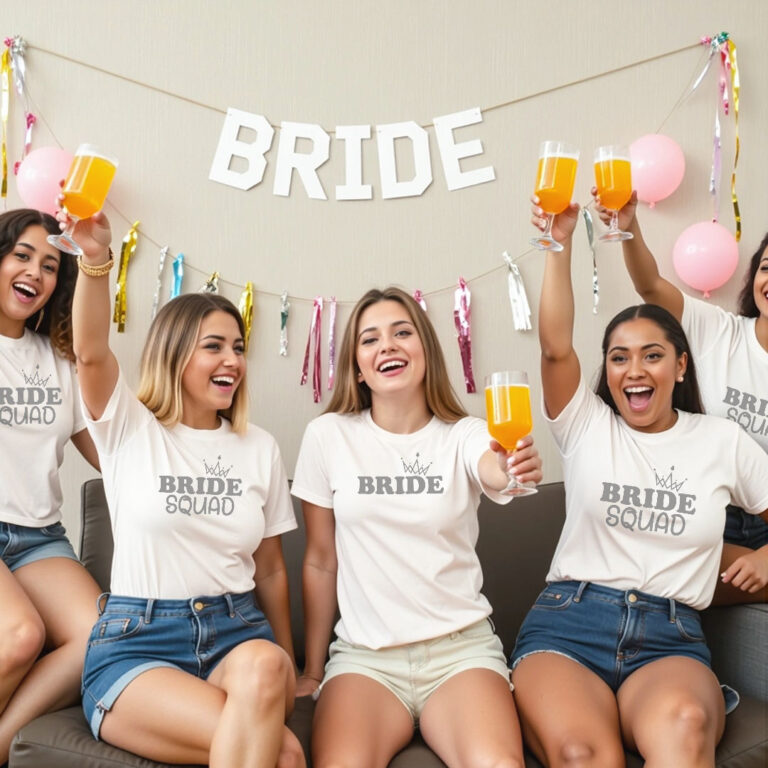 Crown with Bride & Bride Squad Reflective Wedding T-shirt image 2