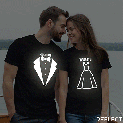 Special Groom Bride Reflective Wedding T-shirt | Bride_Groom | Reflective | Beige