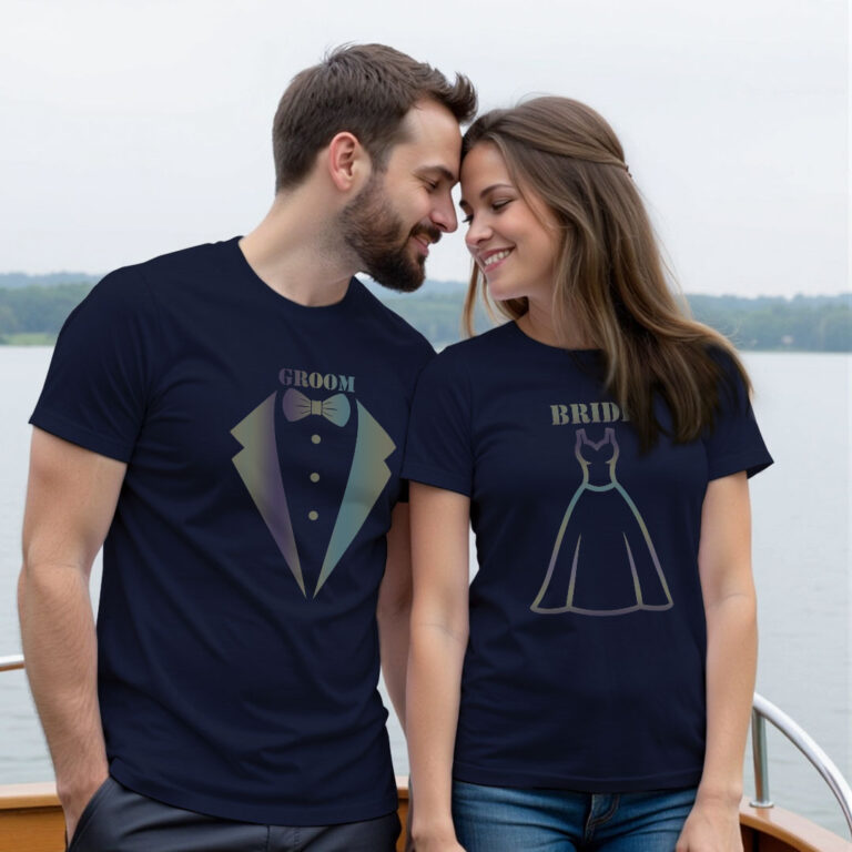 Special Groom Bride Wedding Rainbow Reflective T-shirt image 2