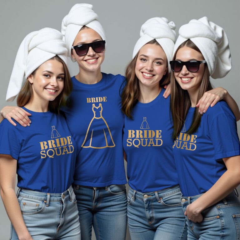 Special Bride & Bride Squad Gold Printed Wedding T-shirt