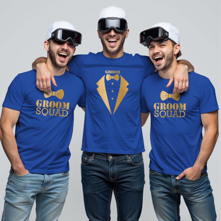 Special Groom & Groom Squad Gold Printed Wedding T-shirt