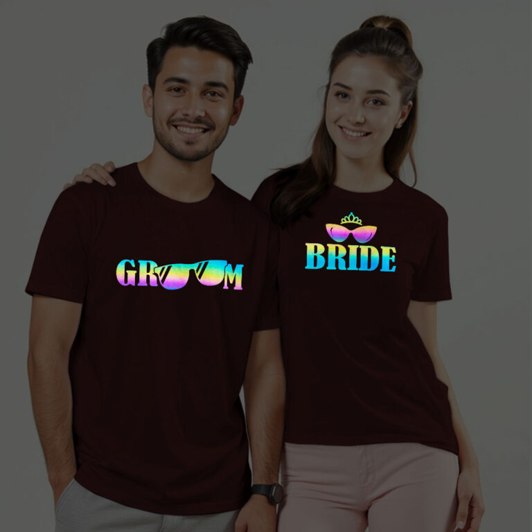 Swagger Bride Groom Wedding Rainbow Reflective T-shirt
