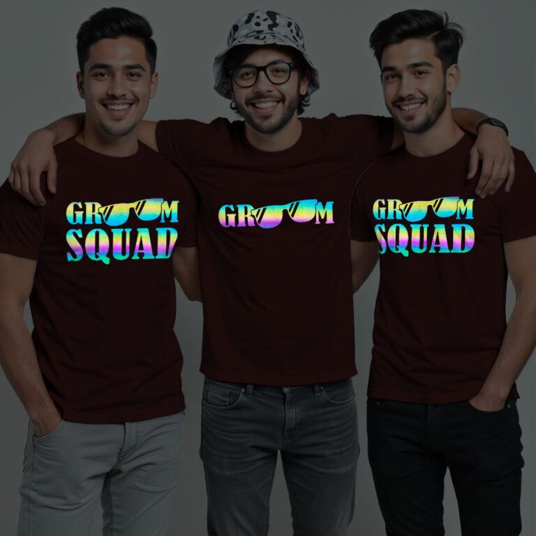 Swagger Groom & Groom Squad Wedding Rainbow Reflective T-shirt
