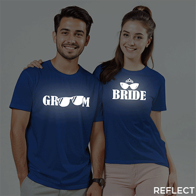 Swagger Bride Groom Reflective Wedding T-shirt | Bride_Groom | Reflective | Beige
