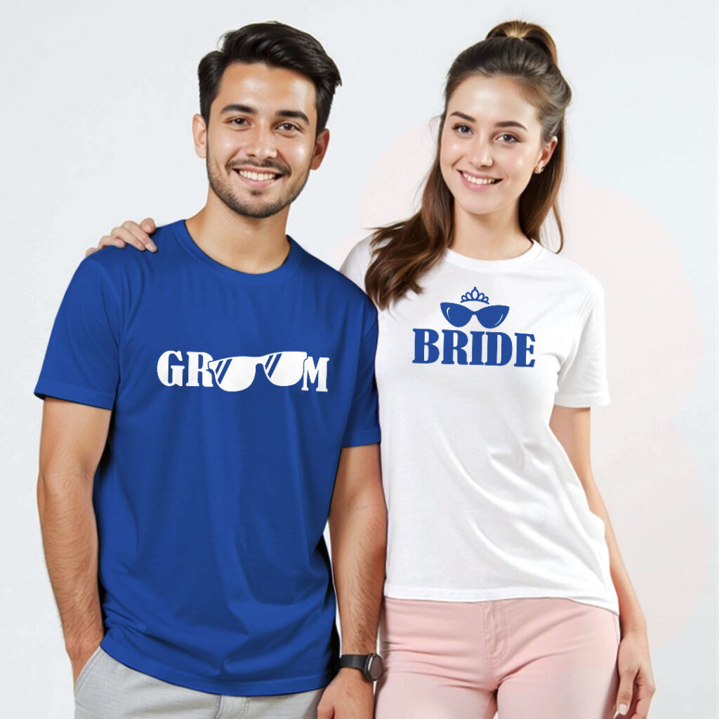 Swagger Bride Groom Wedding T-shirt | Bride_Groom | Regular Print | Beige